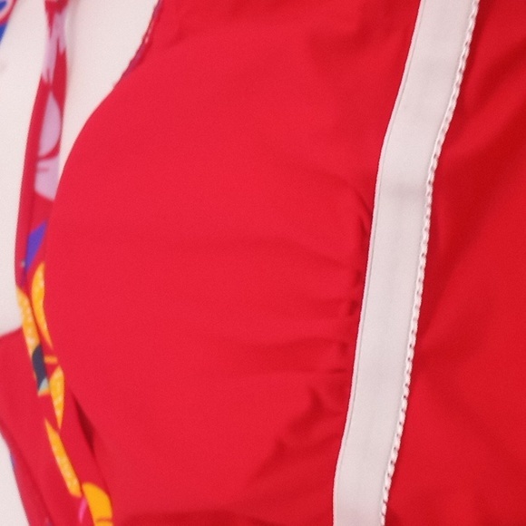 Sold! Caribbean Joe Tropical Print One Piece Swimsuit Red‎ 14 NWOT - Picture 8 of 13